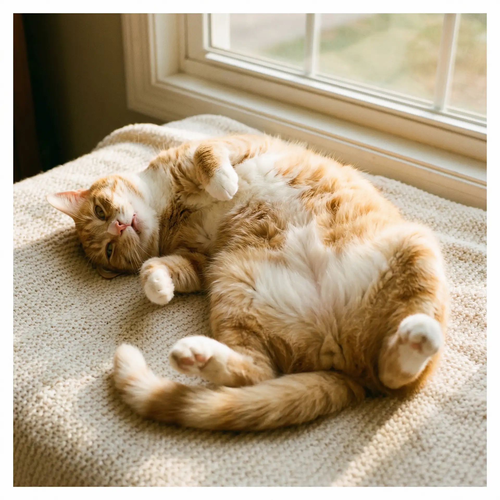 猫咪仰躺露出肚皮 - dnf骨头